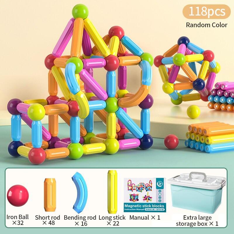 Kids Magnetic Construction Set Magnetic Balls Stick Building Blocks Montessori Educational Toys For Children Gift - Magnetischspeelgoedwinkel.nl