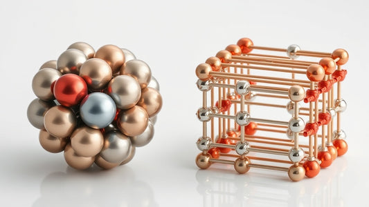 Magneet balletjes naast magnetische staafjes vergelijking