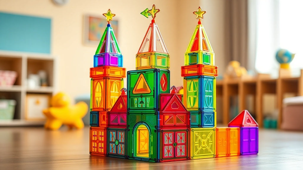 Coblo magnetische bouwblokken kasteel in kleurrijke transparante kleuren
