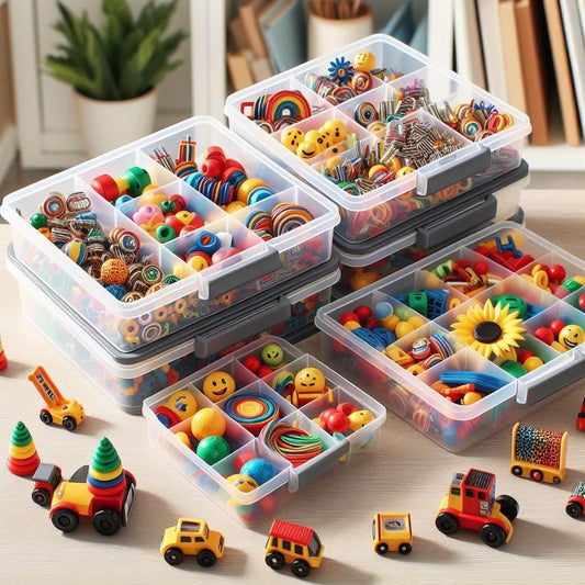 Stijlvolle opbergmanden die ook dienen als decoratie voor magnetisch speelgoedsets