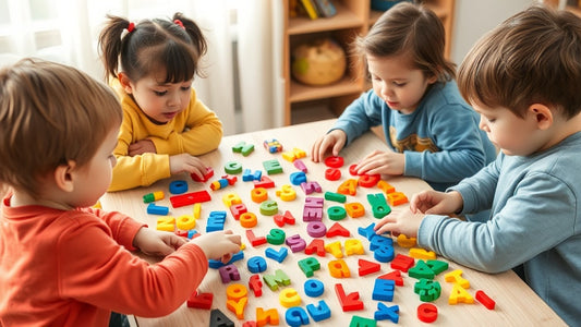 Kinderen spelen magneet spelletjes