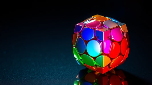 Regenboog neocube magneet balletjes kubus op donker oppervlak