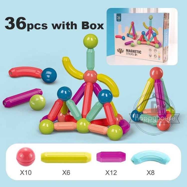 Magnetic Constructor Blocks Set Toys for Kids Magnet Stick Rod Building Blocks Montessori Educational Toys For Children Boy Girl - Magnetischspeelgoedwinkel.nl