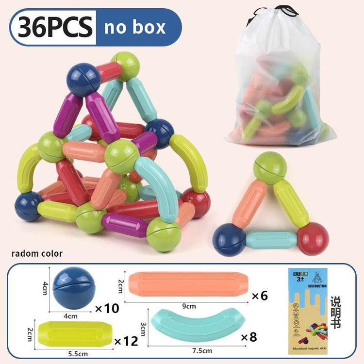 Magnetic Constructor Blocks Set Toys for Kids Magnet Stick Rod Building Blocks Montessori Educational Toys For Children Boy Girl - Magnetischspeelgoedwinkel.nl