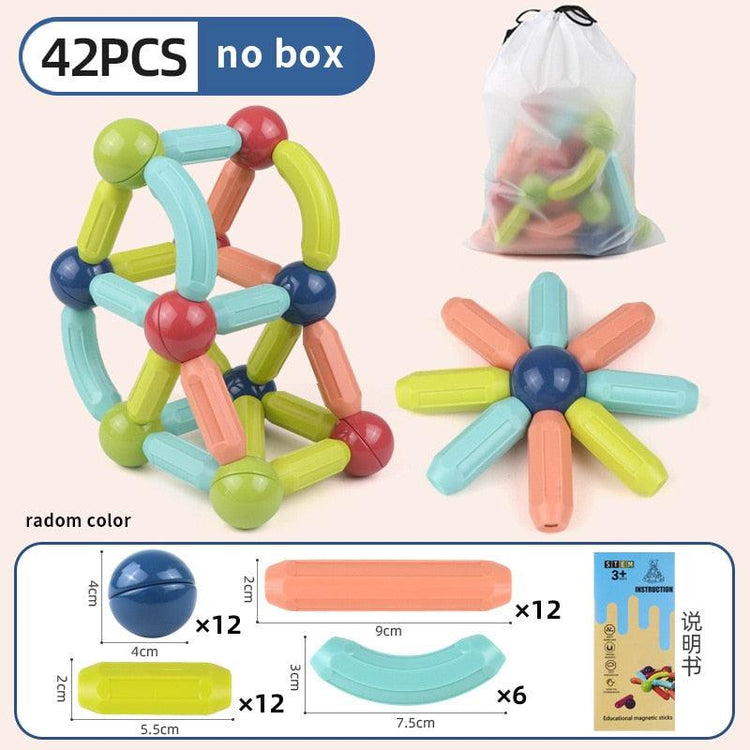 Magnetic Constructor Blocks Set Toys for Kids Magnet Stick Rod Building Blocks Montessori Educational Toys For Children Boy Girl - Magnetischspeelgoedwinkel.nl