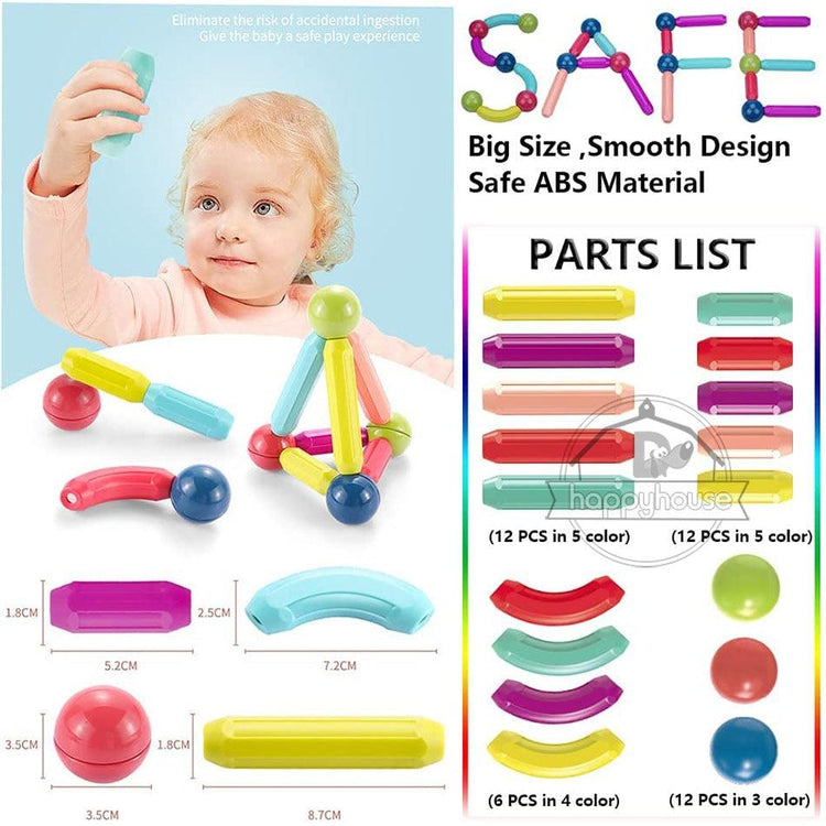 Magnetic Constructor Blocks Set Toys for Kids Magnet Stick Rod Building Blocks Montessori Educational Toys For Children Boy Girl - Magnetischspeelgoedwinkel.nl
