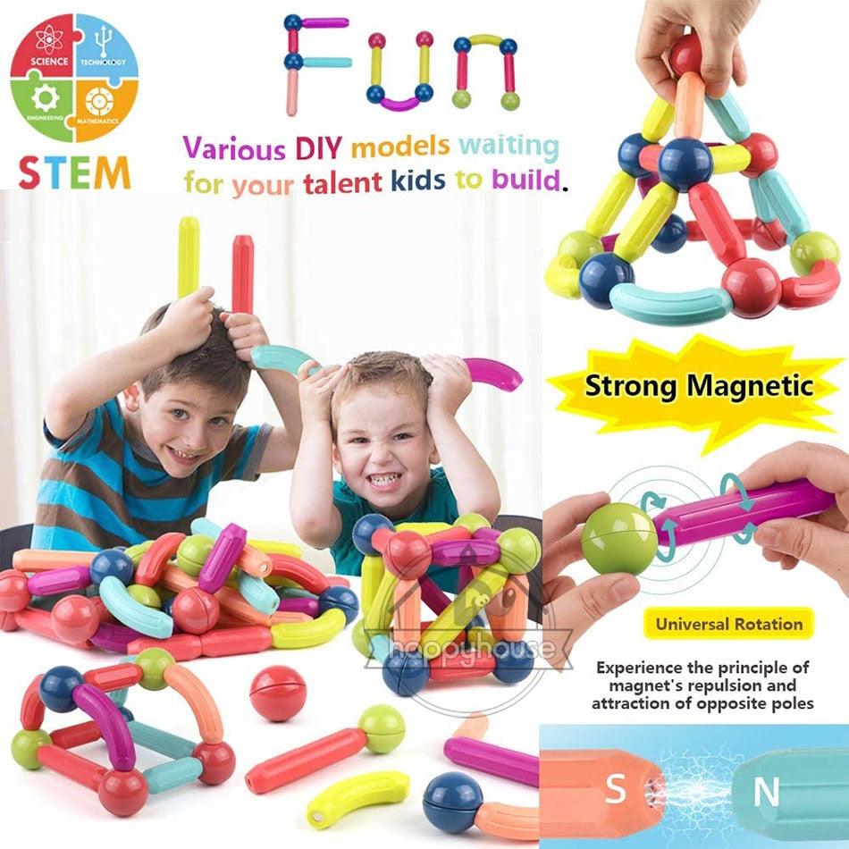 Magnetic Constructor Blocks Set Toys for Kids Magnet Stick Rod Building Blocks Montessori Educational Toys For Children Boy Girl - Magnetischspeelgoedwinkel.nl