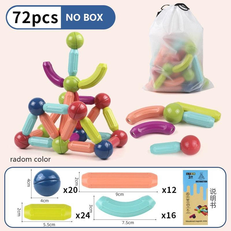 Magnetic Constructor Blocks Set Toys for Kids Magnet Stick Rod Building Blocks Montessori Educational Toys For Children Boy Girl - Magnetischspeelgoedwinkel.nl